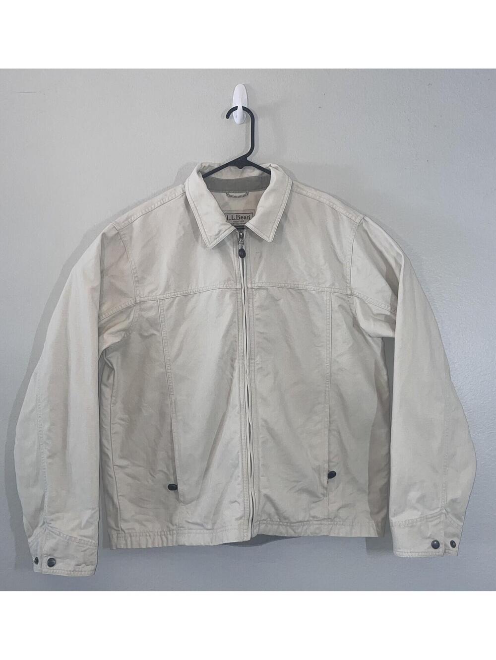 LL Bean Men's Medium Canvas Field Jacket Khaki OAKC2 Thrashed